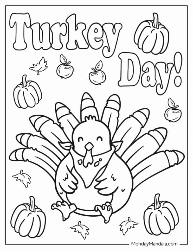 Gobble Gobble Turkey Coloring Pages Printable 23