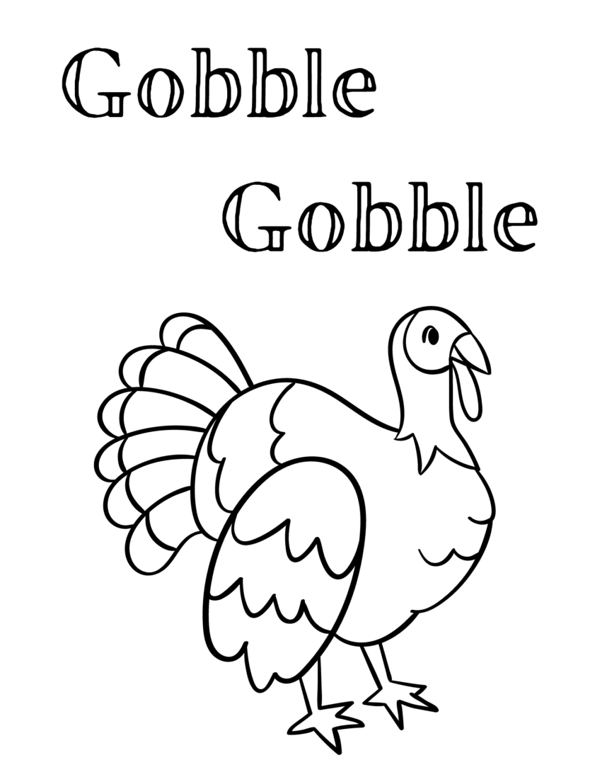 Gobble Gobble Turkey Coloring Pages Printable 27