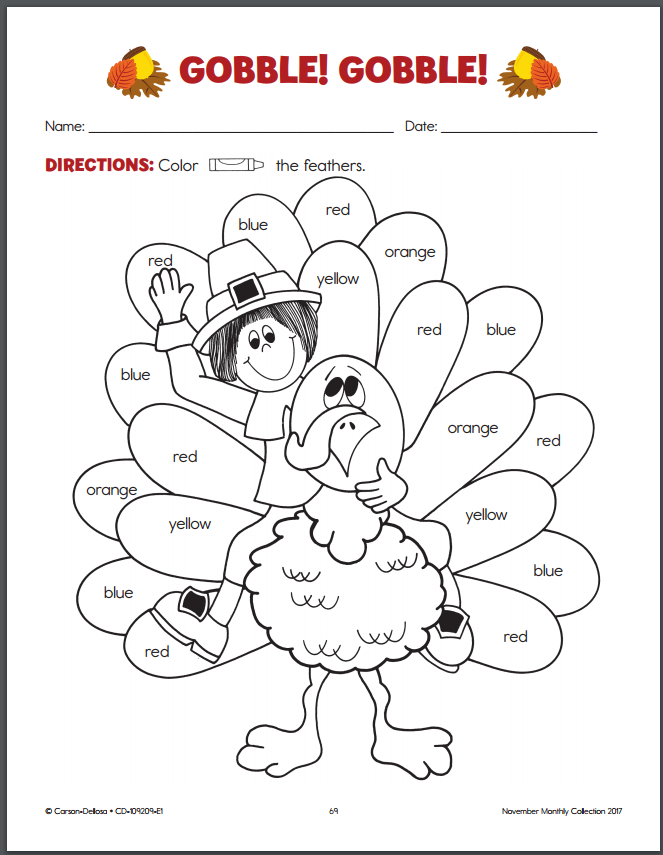 Gobble Gobble Turkey Coloring Pages Printable 3