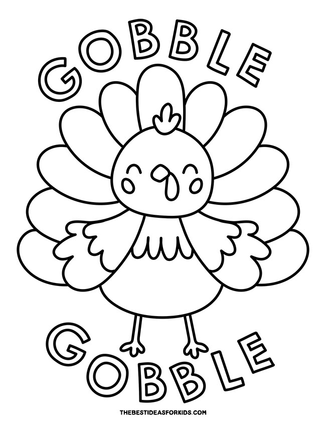 Gobble Gobble Turkey Coloring Pages Printable 7