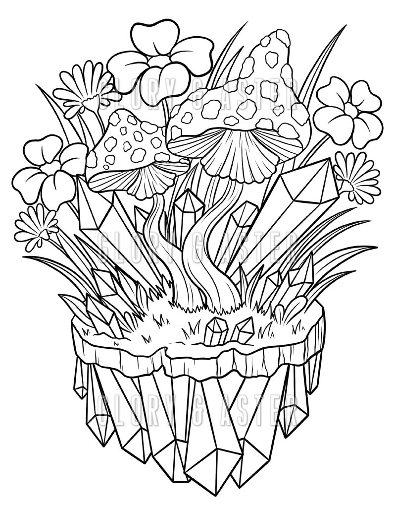 Mushroom Coloring Pages Printable Fantasy 1