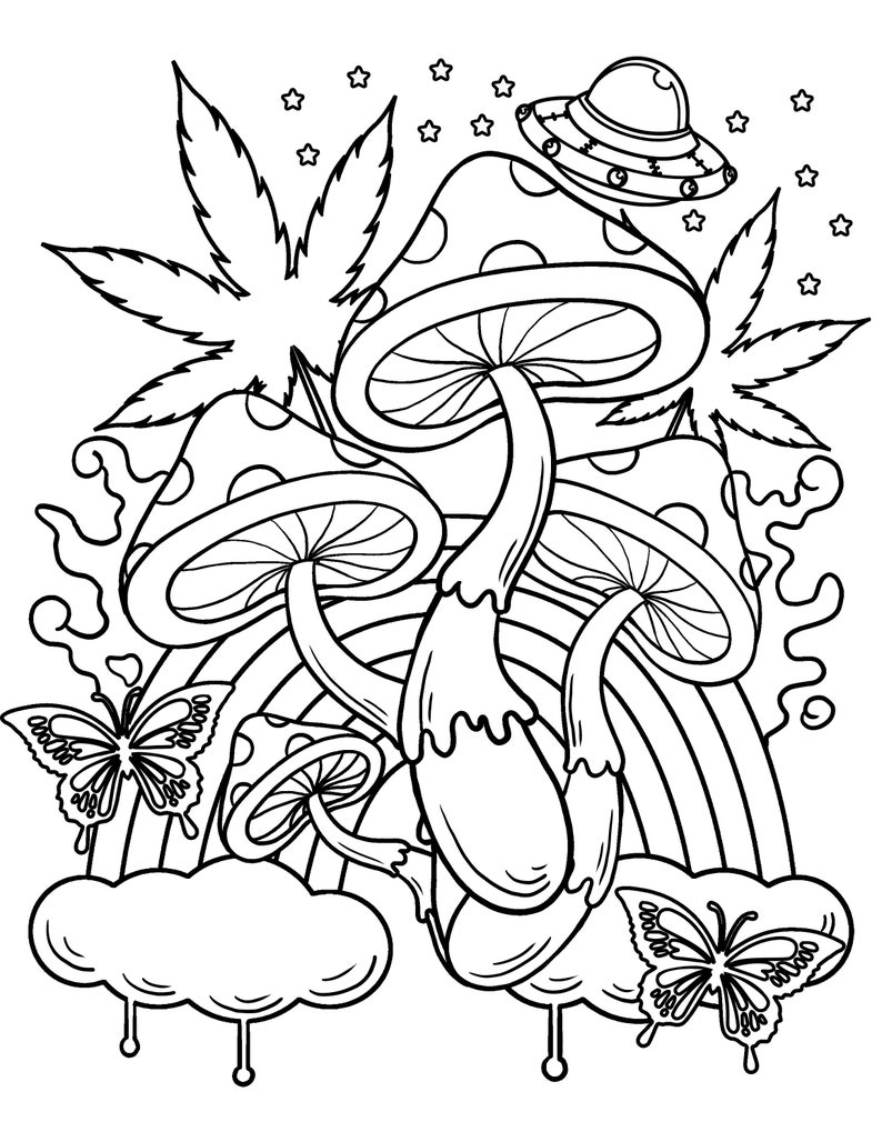 Mushroom Coloring Pages Printable Fantasy 12