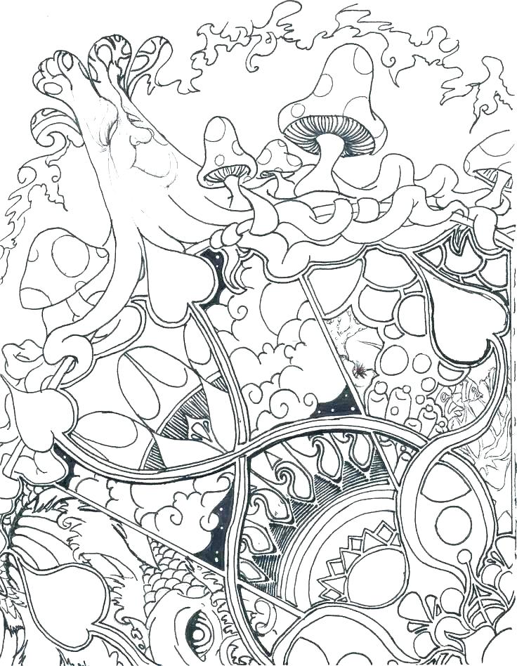 Mushroom Coloring Pages Printable Fantasy 13