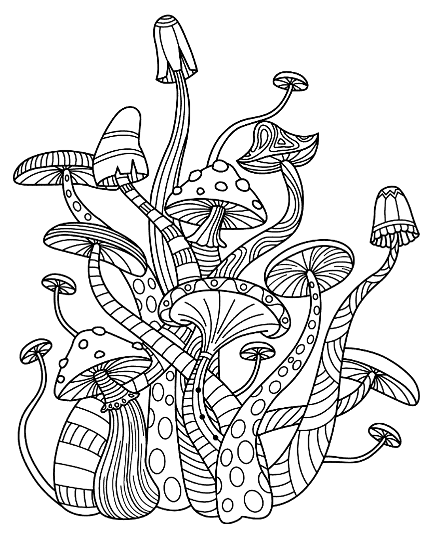 Mushroom Coloring Pages Printable Fantasy 16