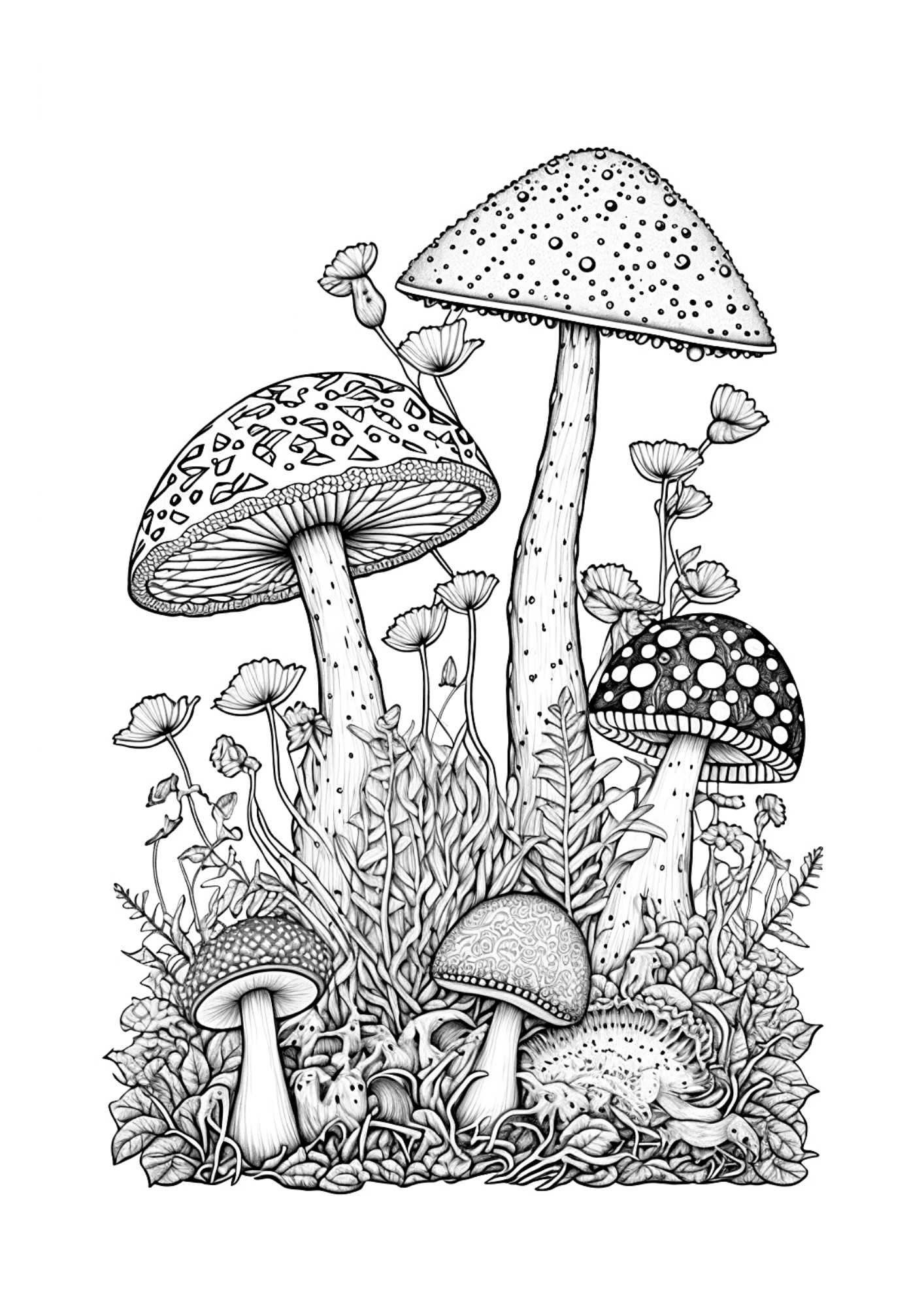 Mushroom Coloring Pages Printable Fantasy 2