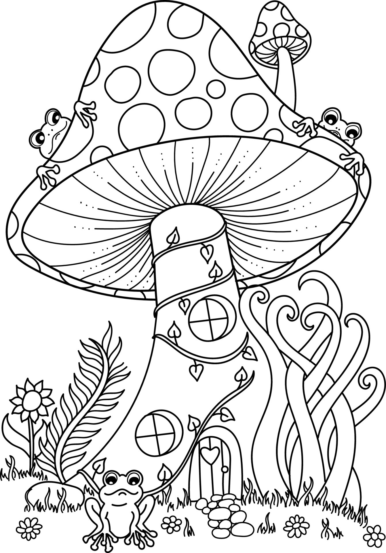 Mushroom Coloring Pages Printable Fantasy 24