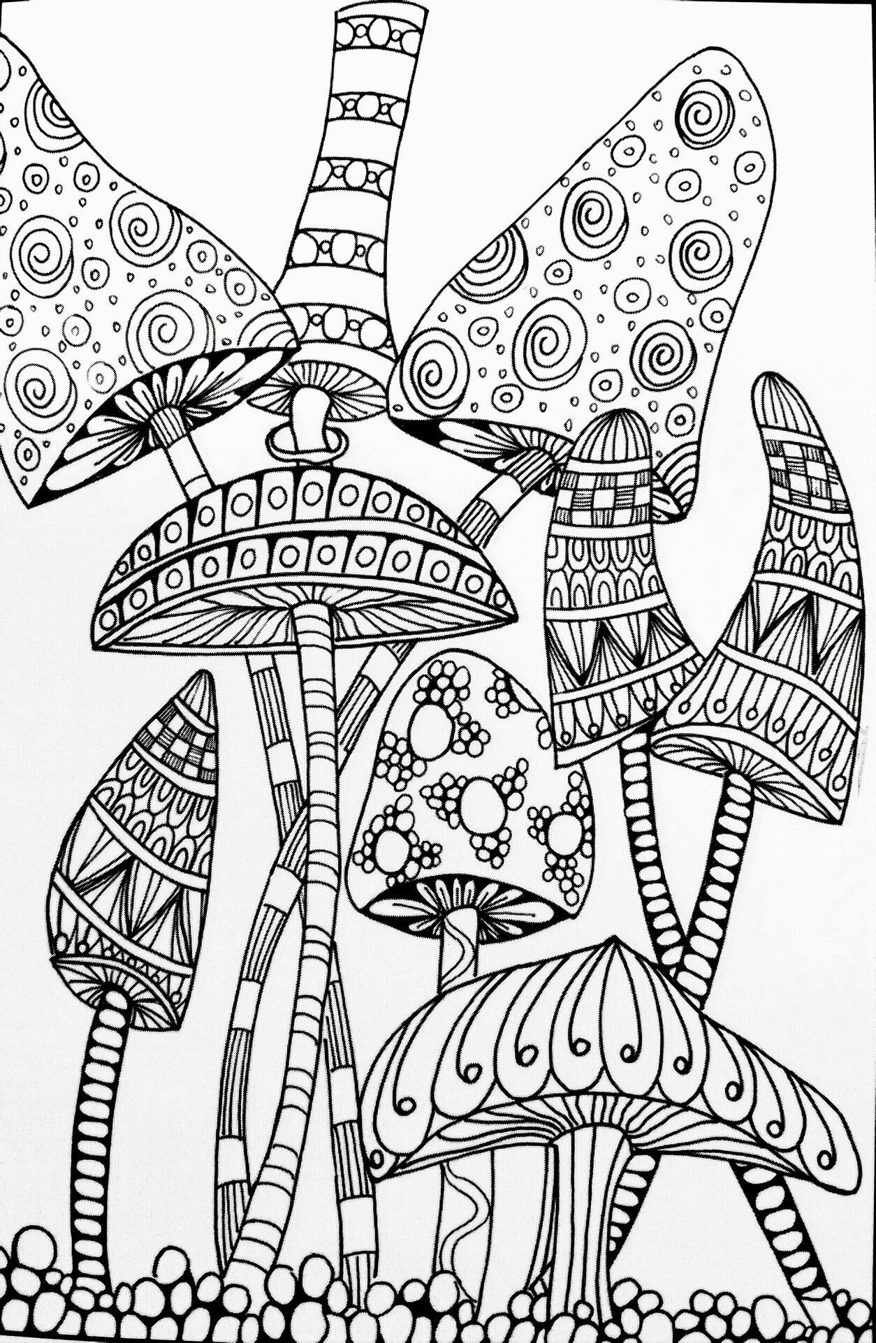 Mushroom Coloring Pages Printable Fantasy 3