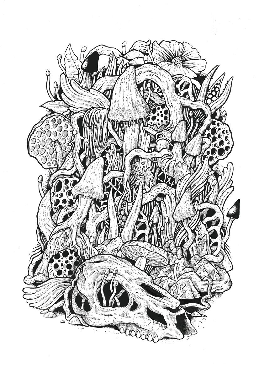 Mushroom Coloring Pages Printable Fantasy 30