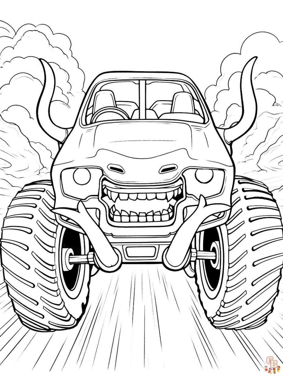 Powerful Monster Truck Coloring Pages Printable 10