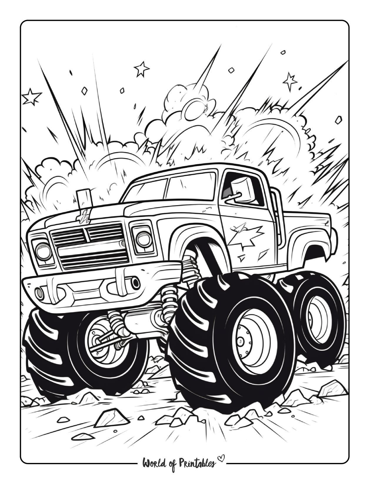 Powerful Monster Truck Coloring Pages Printable 17