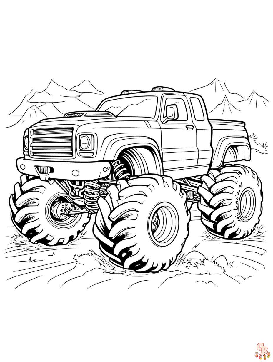 Powerful Monster Truck Coloring Pages Printable 3