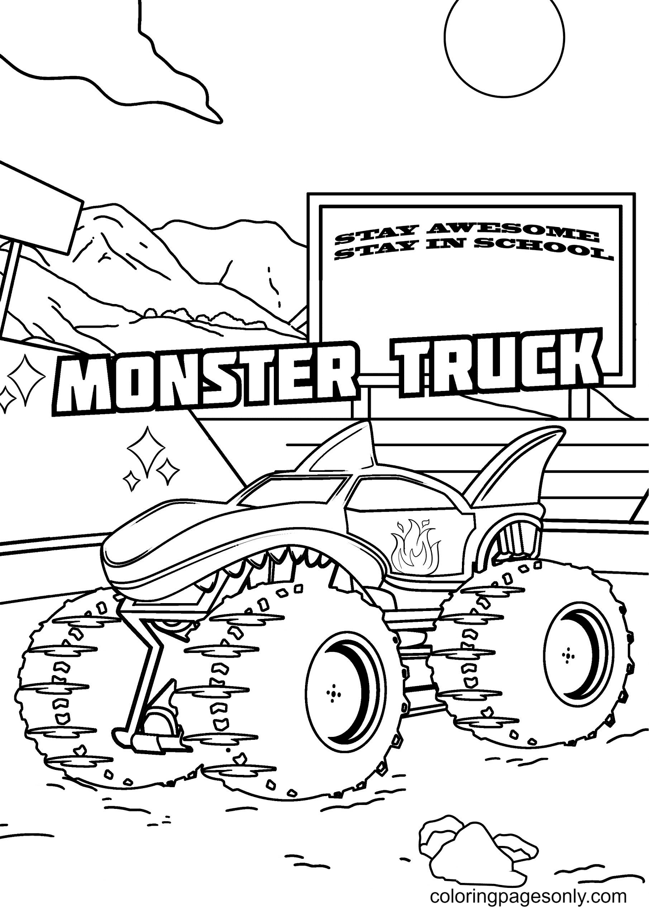 Powerful Monster Truck Coloring Pages Printable 32