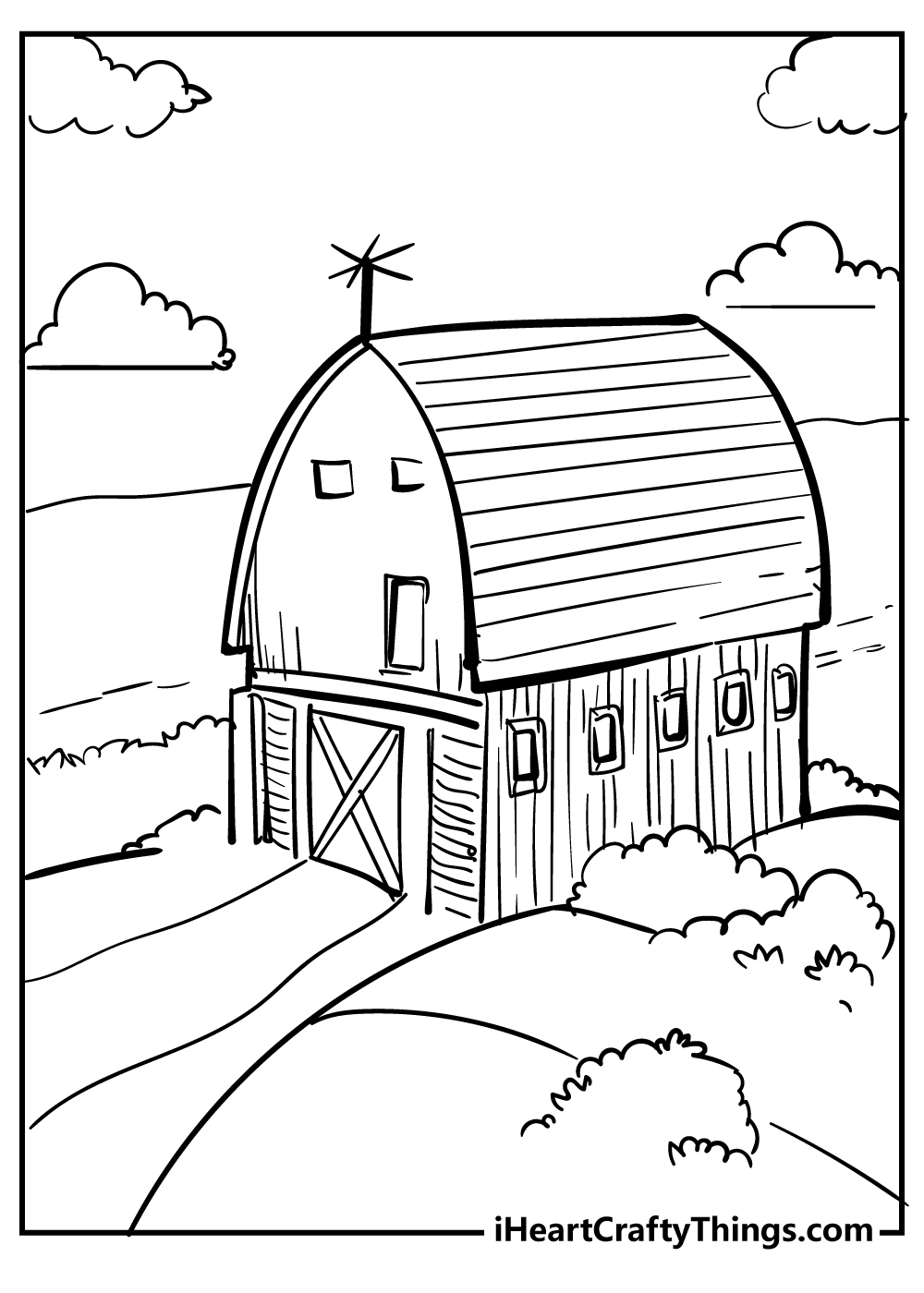 Rustic Barn Coloring Pages Printable 1