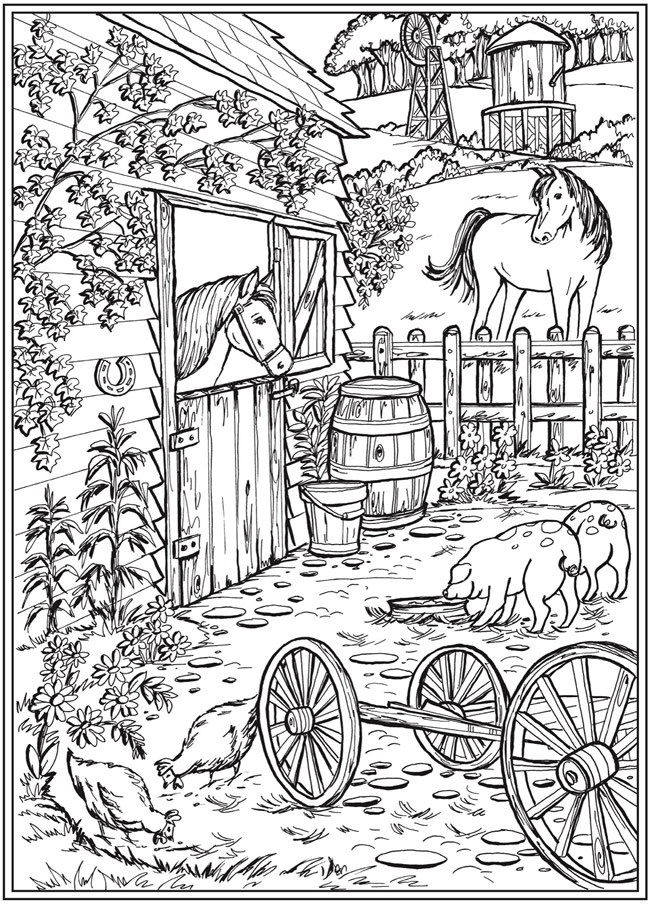 Rustic Barn Coloring Pages Printable 21