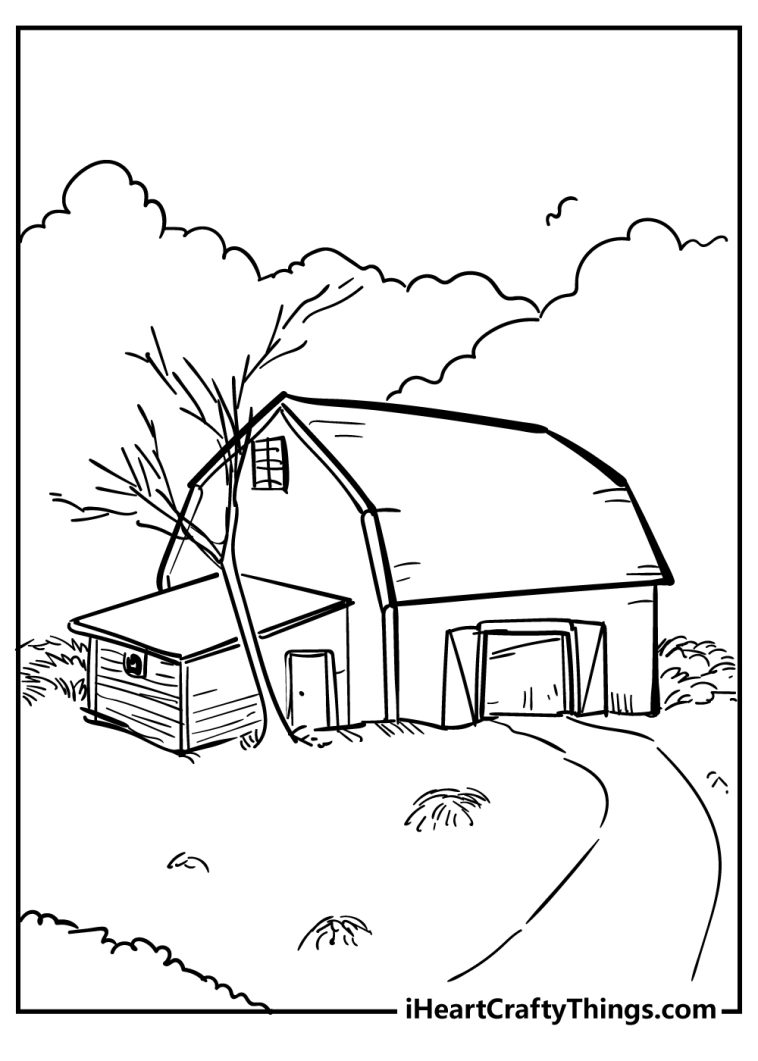 Rustic Barn Coloring Pages Printable 25