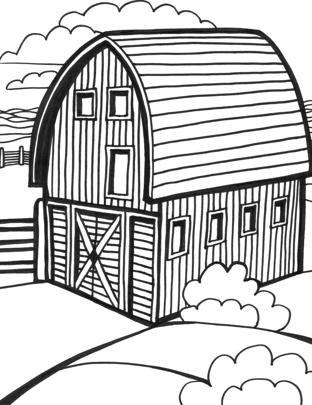 Rustic Barn Coloring Pages Printable 29