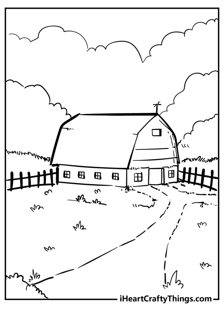 Rustic Barn Coloring Pages Printable 30