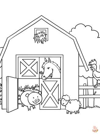 Rustic Barn Coloring Pages Printable 5