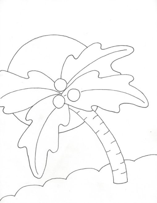 Tropical Palm Tree Coloring Pages Printable 6