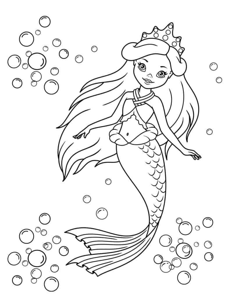 31 Cute Mermaid Coloring Pages for Preschool Printable 16