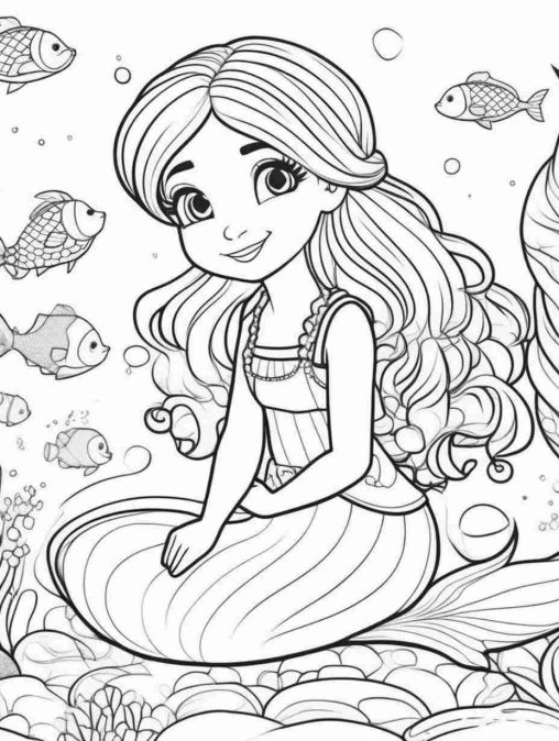 31 Cute Mermaid Coloring Pages for Preschool Printable 19