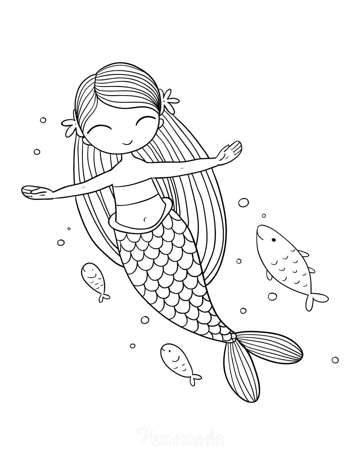 31 Cute Mermaid Coloring Pages for Preschool Printable 22