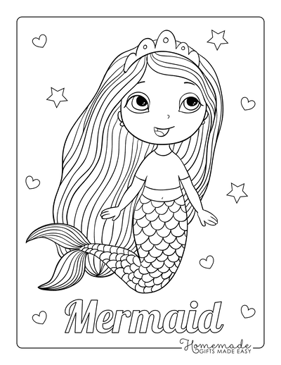 31 Cute Mermaid Coloring Pages for Preschool Printable 24