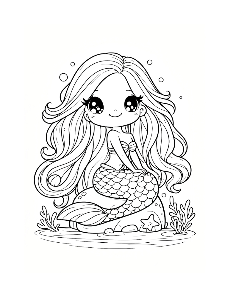 31 Cute Mermaid Coloring Pages for Preschool Printable 31