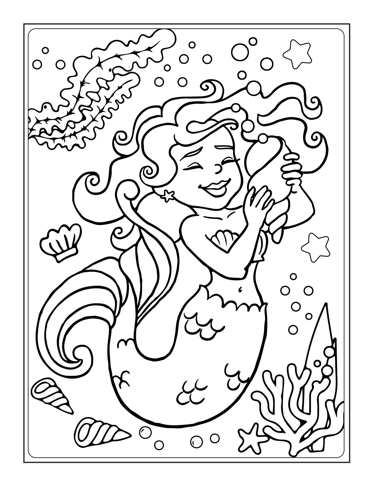 31 Cute Mermaid Coloring Pages for Preschool Printable 33