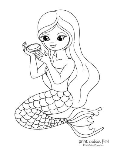 31 Cute Mermaid Coloring Pages for Preschool Printable 34