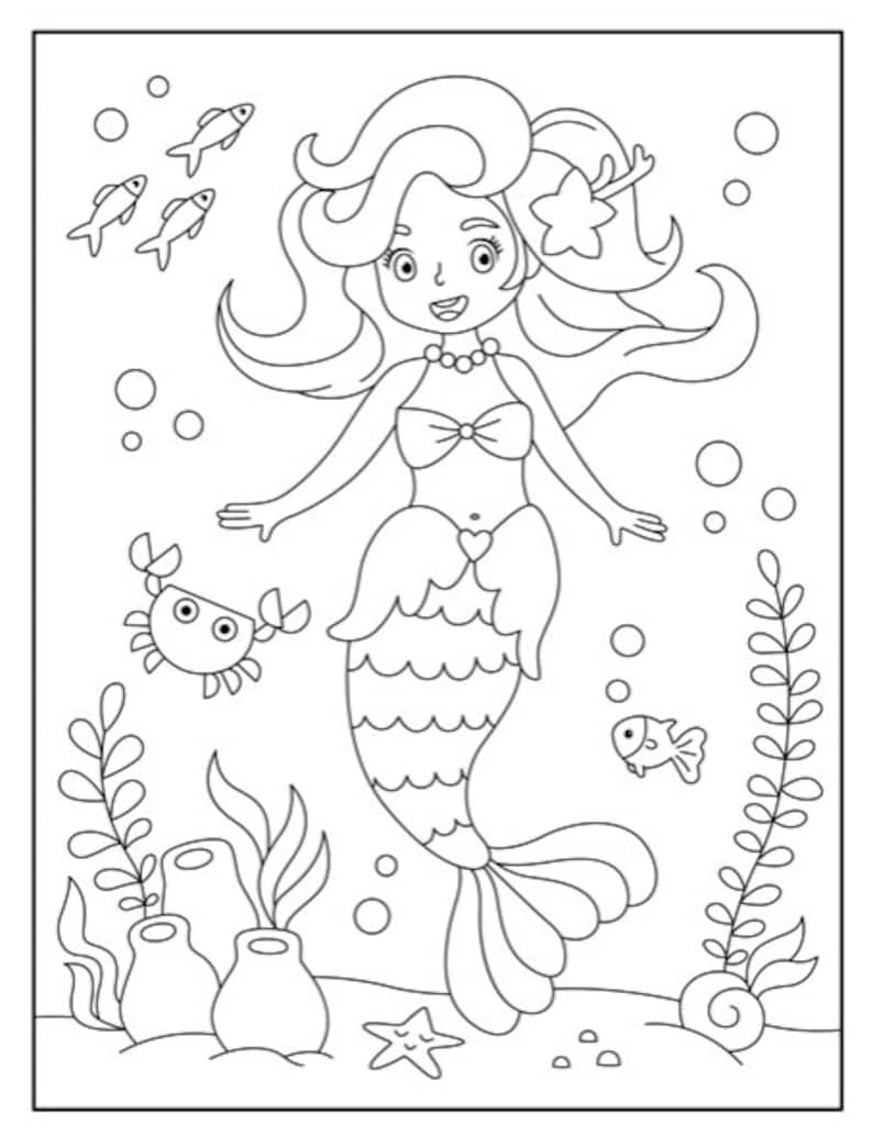 31 Cute Mermaid Coloring Pages for Preschool Printable 5