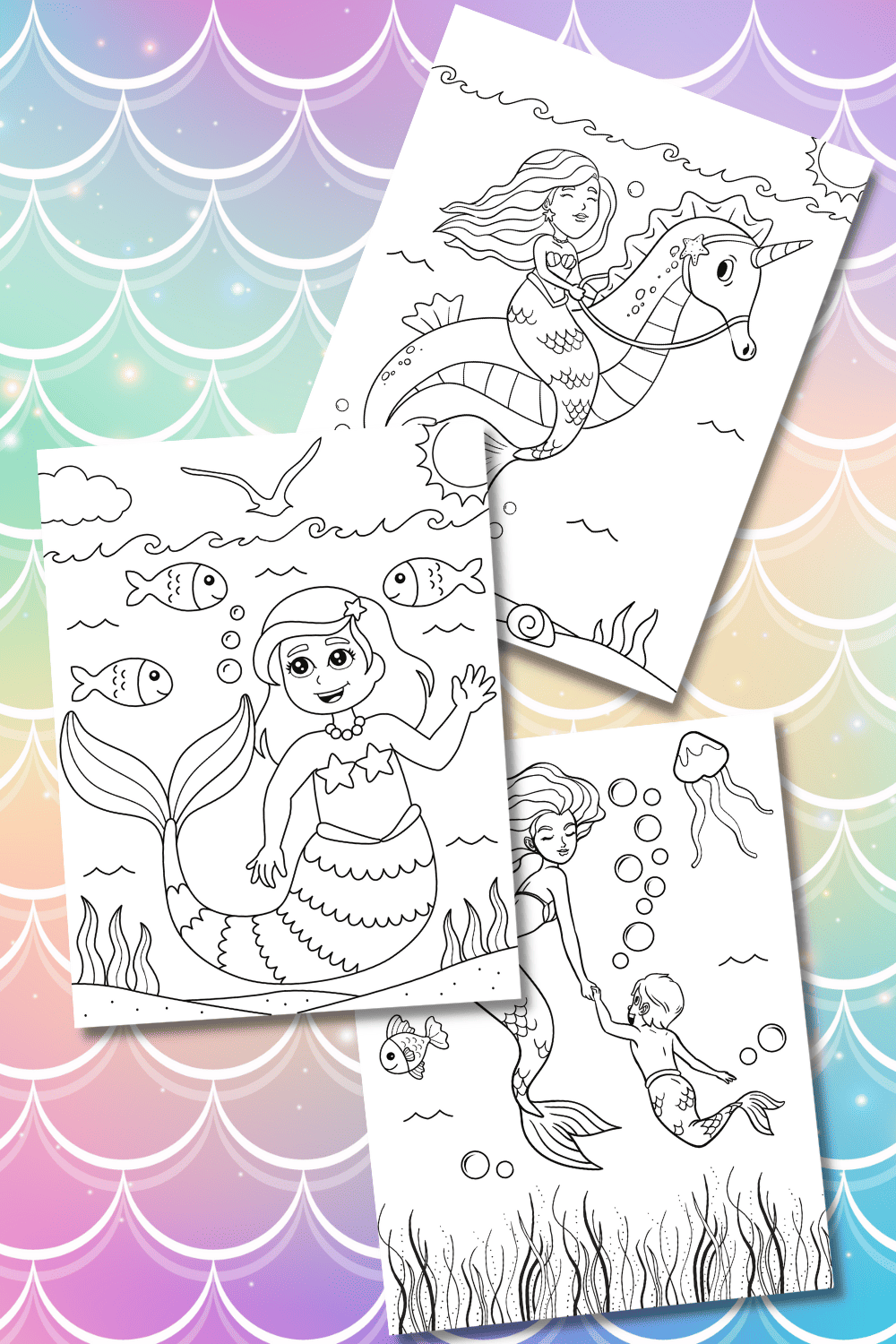 31 Cute Mermaid Coloring Pages for Preschool Printable 9