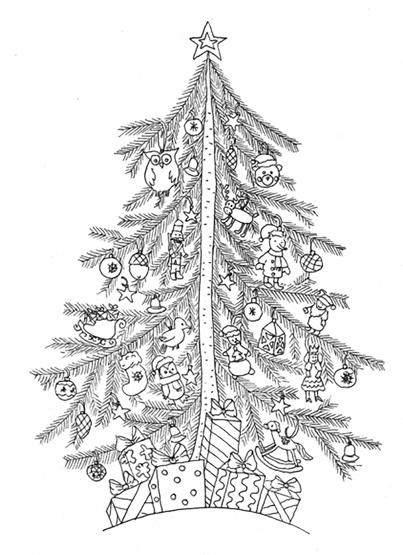 free printable christmas tree coloring pages for adults jpg