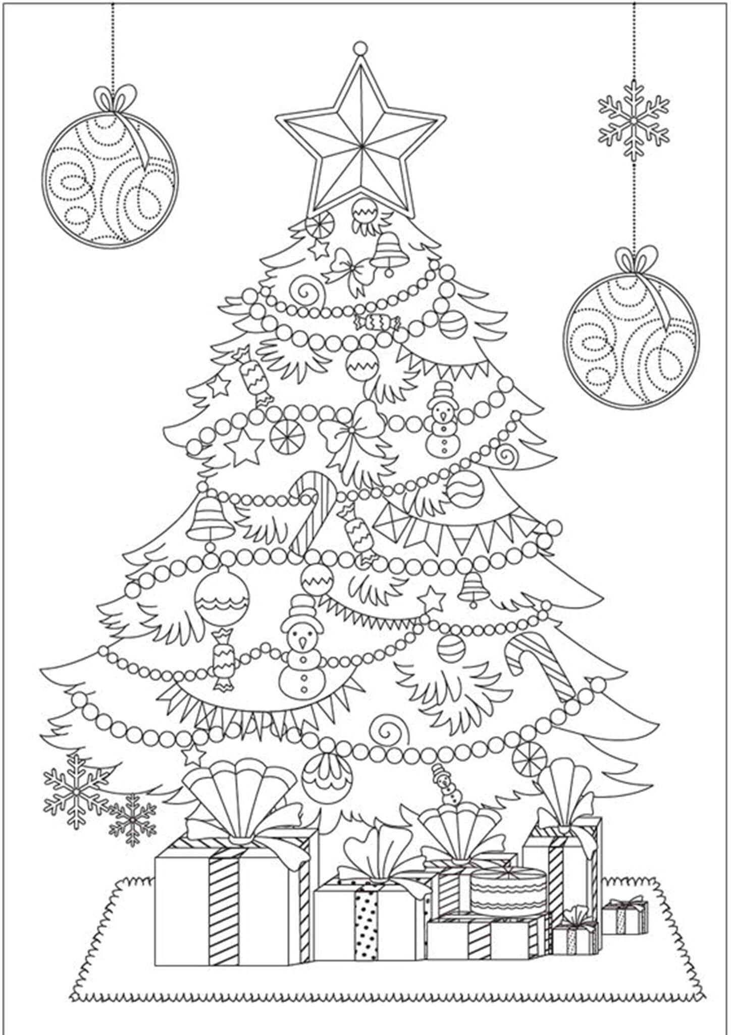 31 Free Printable Christmas Tree Coloring Pages for Adults 19