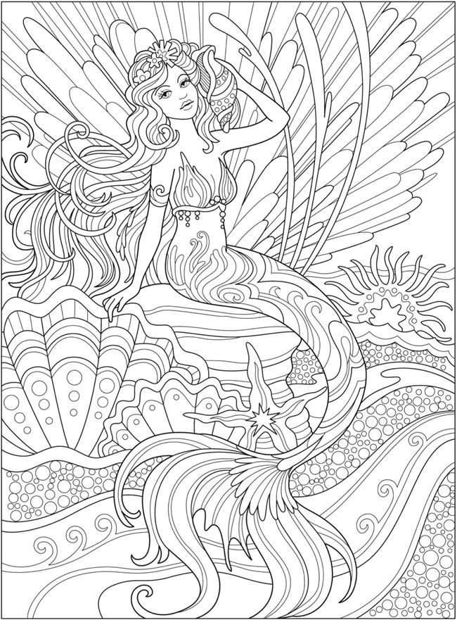 33 Mysterious Gothic Mermaid Coloring Pages Printable 14