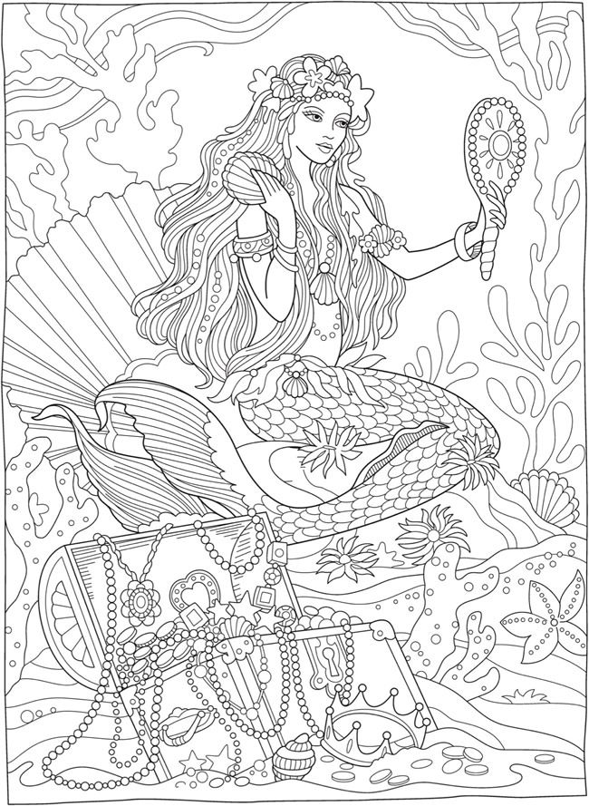 33 Mysterious Gothic Mermaid Coloring Pages Printable 16