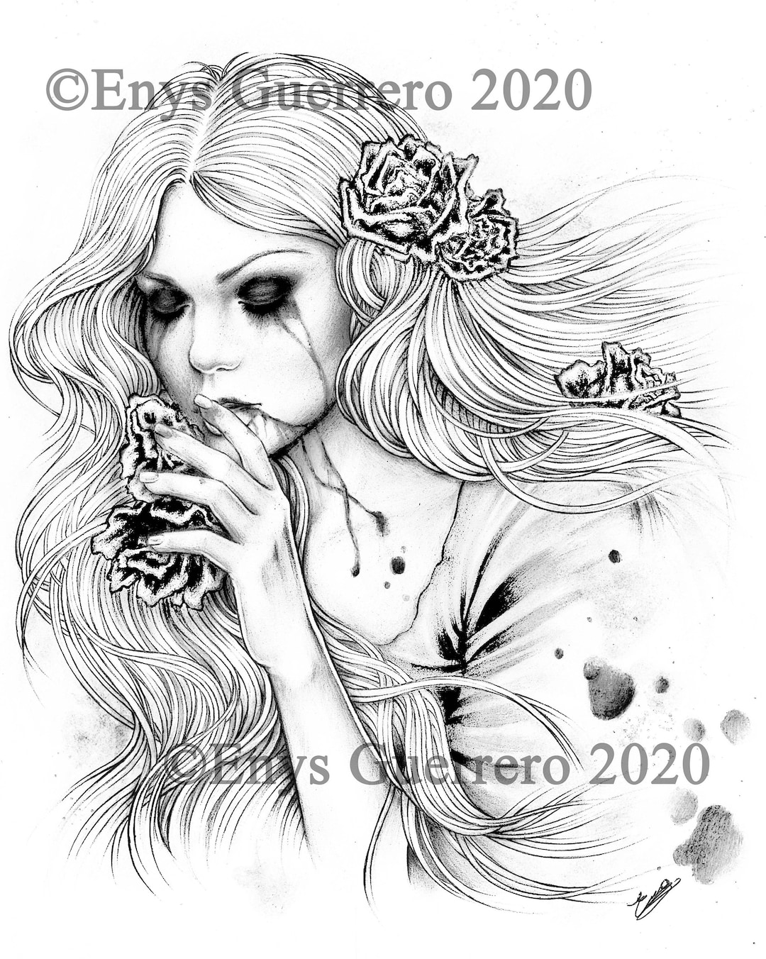 33 Mysterious Gothic Mermaid Coloring Pages Printable 26