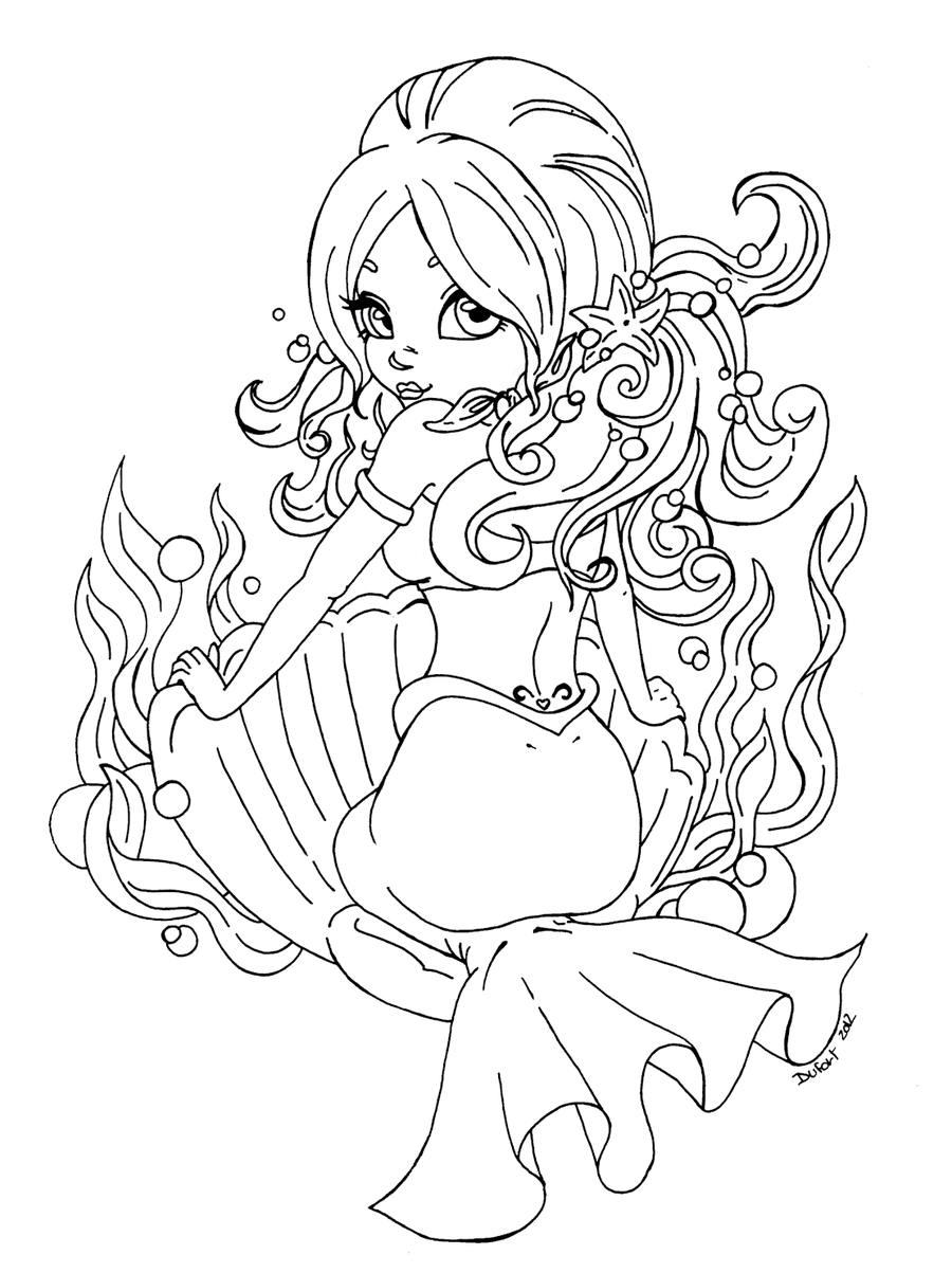 33 Mysterious Gothic Mermaid Coloring Pages Printable 28