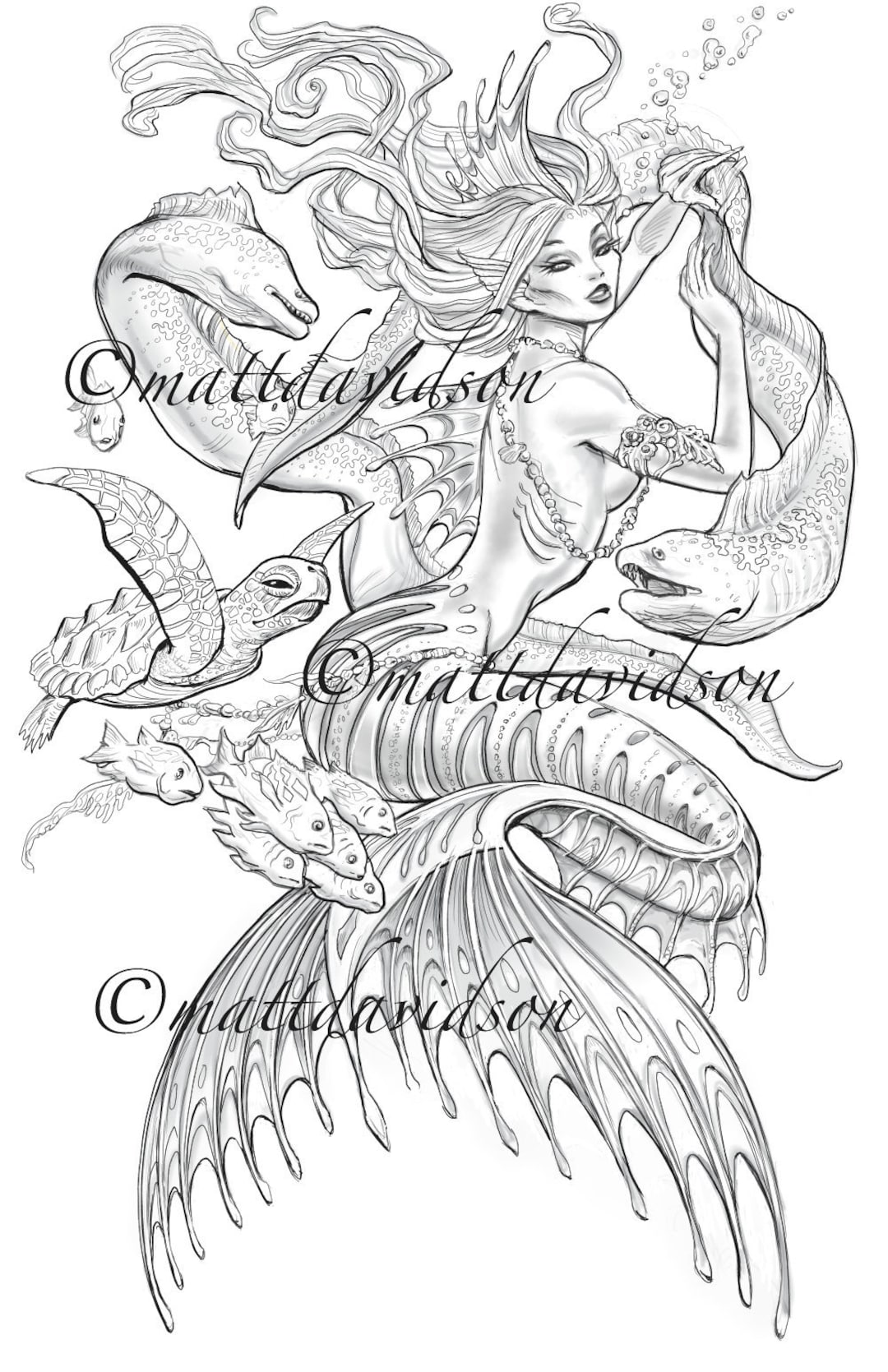 33 Mysterious Gothic Mermaid Coloring Pages Printable 3