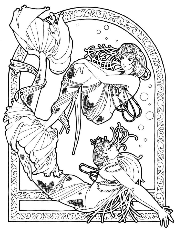 33 Mysterious Gothic Mermaid Coloring Pages Printable 4