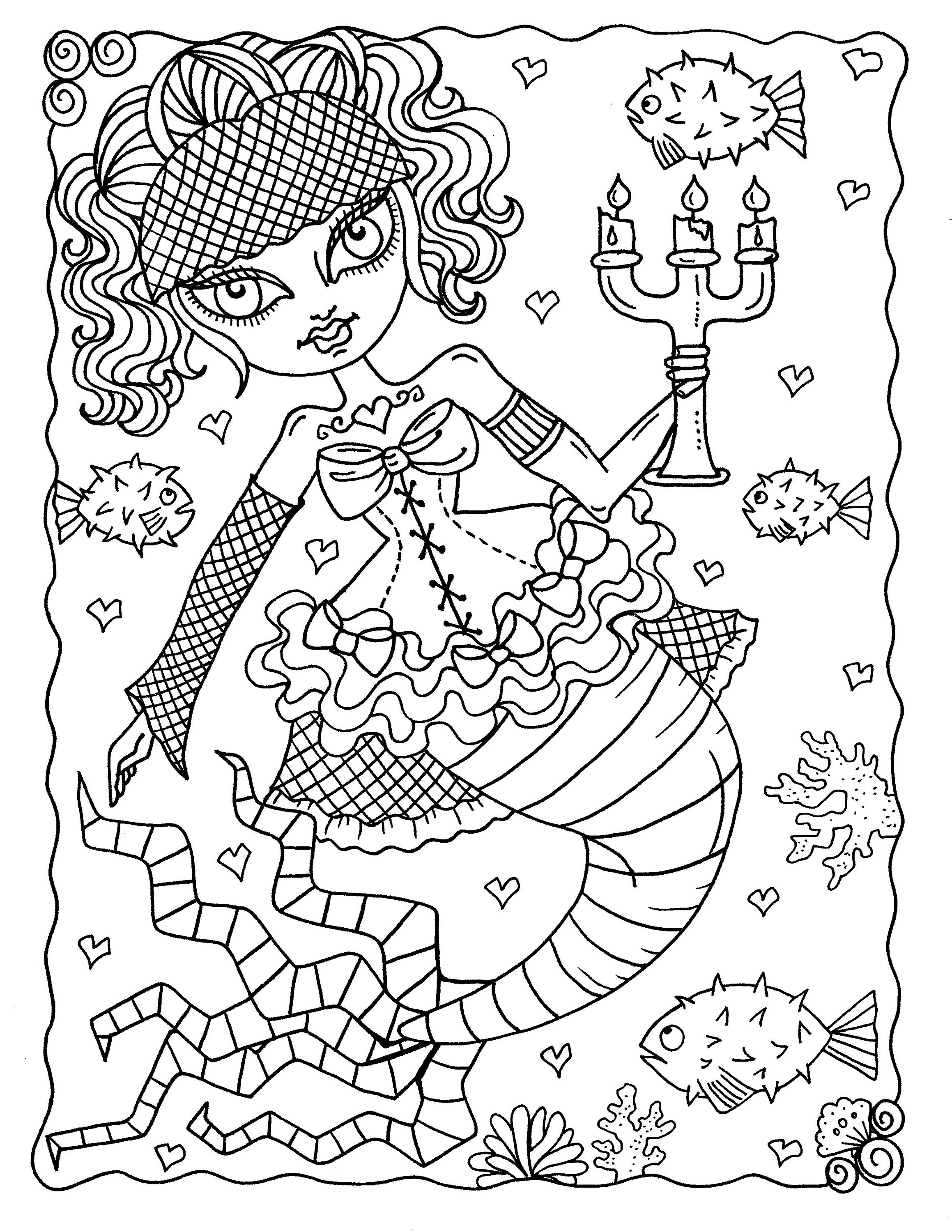 33 Mysterious Gothic Mermaid Coloring Pages Printable 6