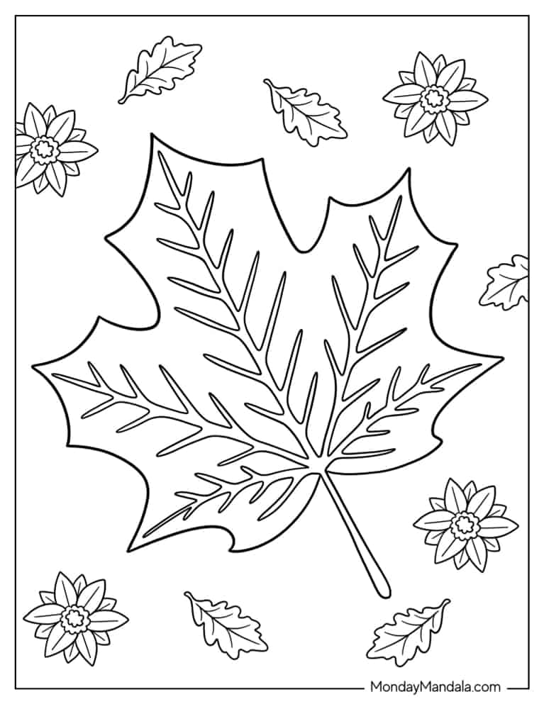 34 Fall Leaves Coloring Pages Printable 10