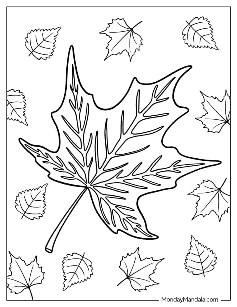 34 Fall Leaves Coloring Pages Printable 28