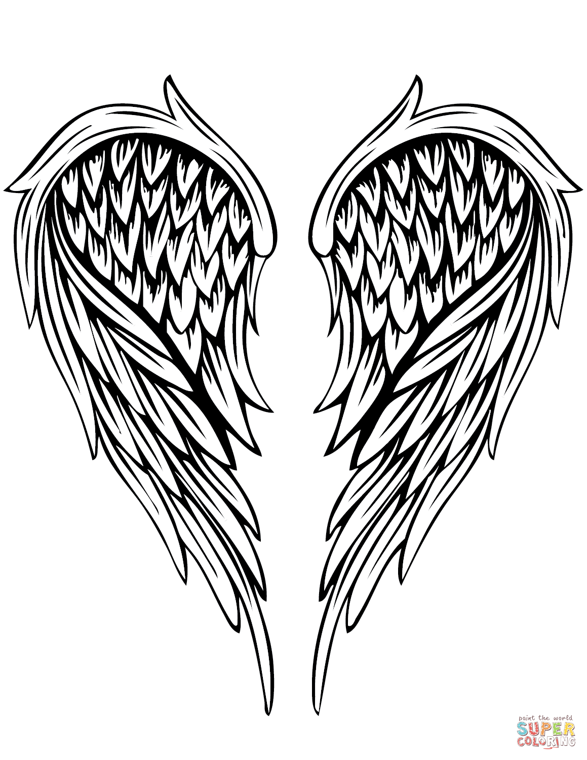 34 Graceful Angel Wings Coloring Pages Printable 1