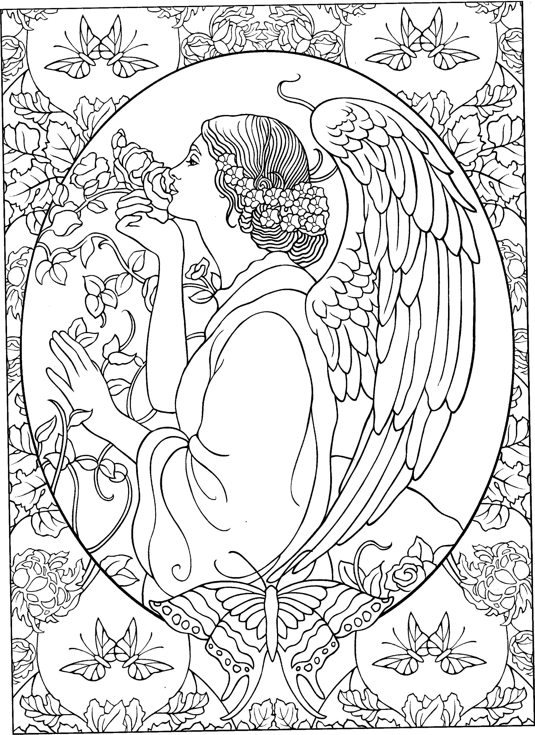 34 Graceful Angel Wings Coloring Pages Printable 13