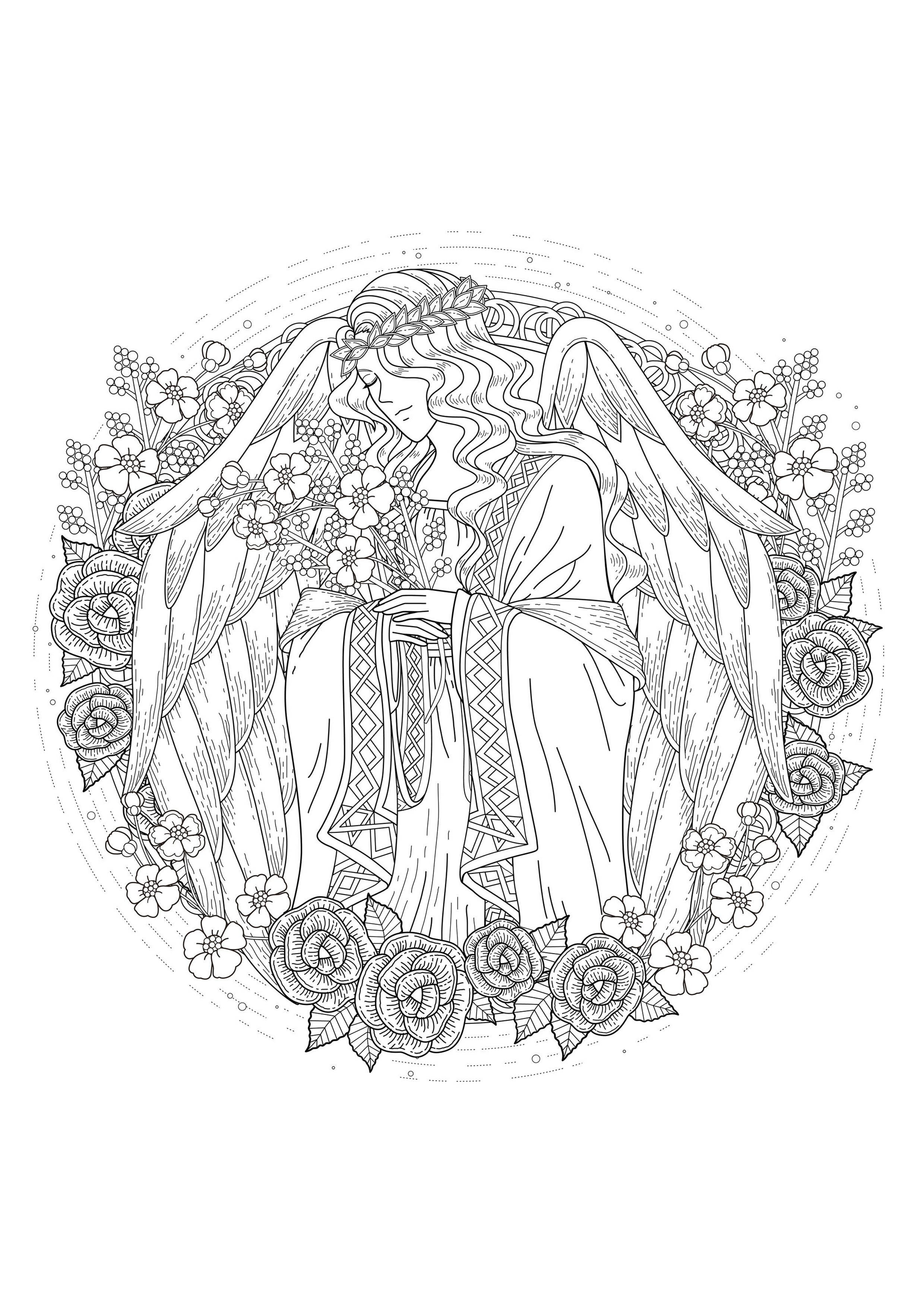 34 Graceful Angel Wings Coloring Pages Printable 29