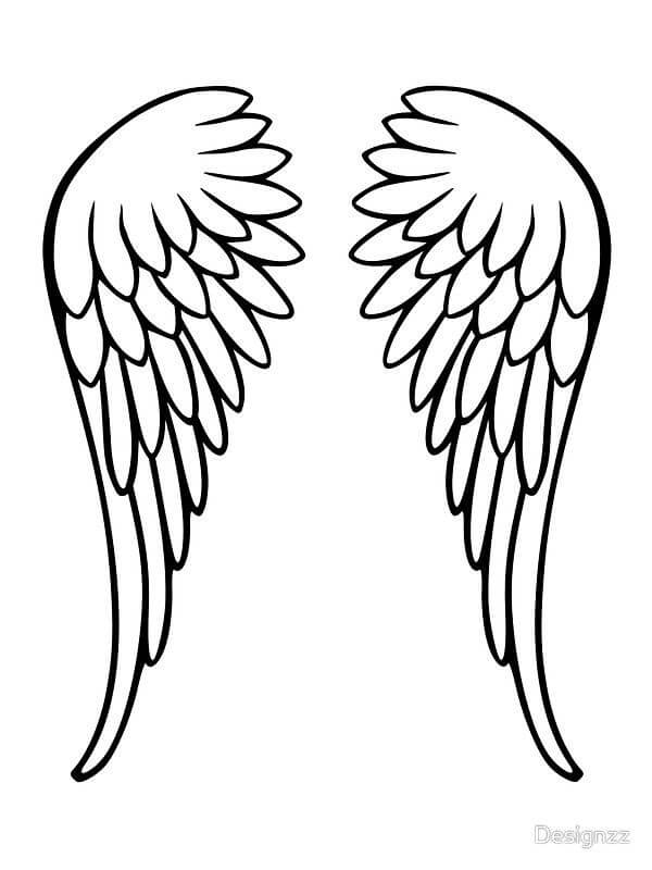 34 Graceful Angel Wings Coloring Pages Printable 3