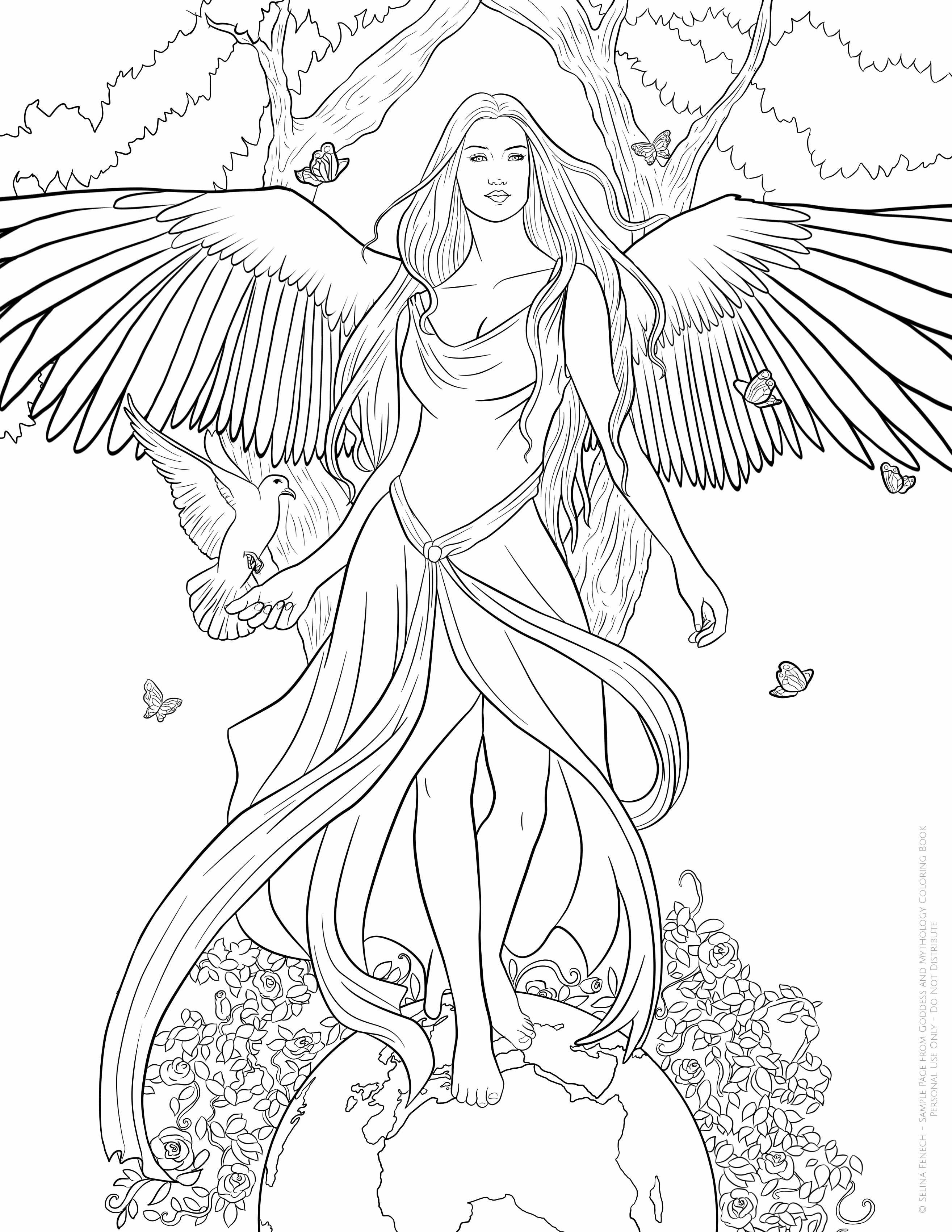 34 Graceful Angel Wings Coloring Pages Printable 9