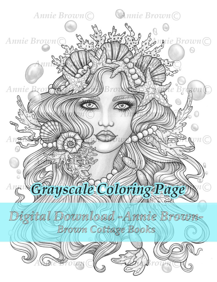 35 Artistic Grayscale Mermaid Coloring Pages Printable 1