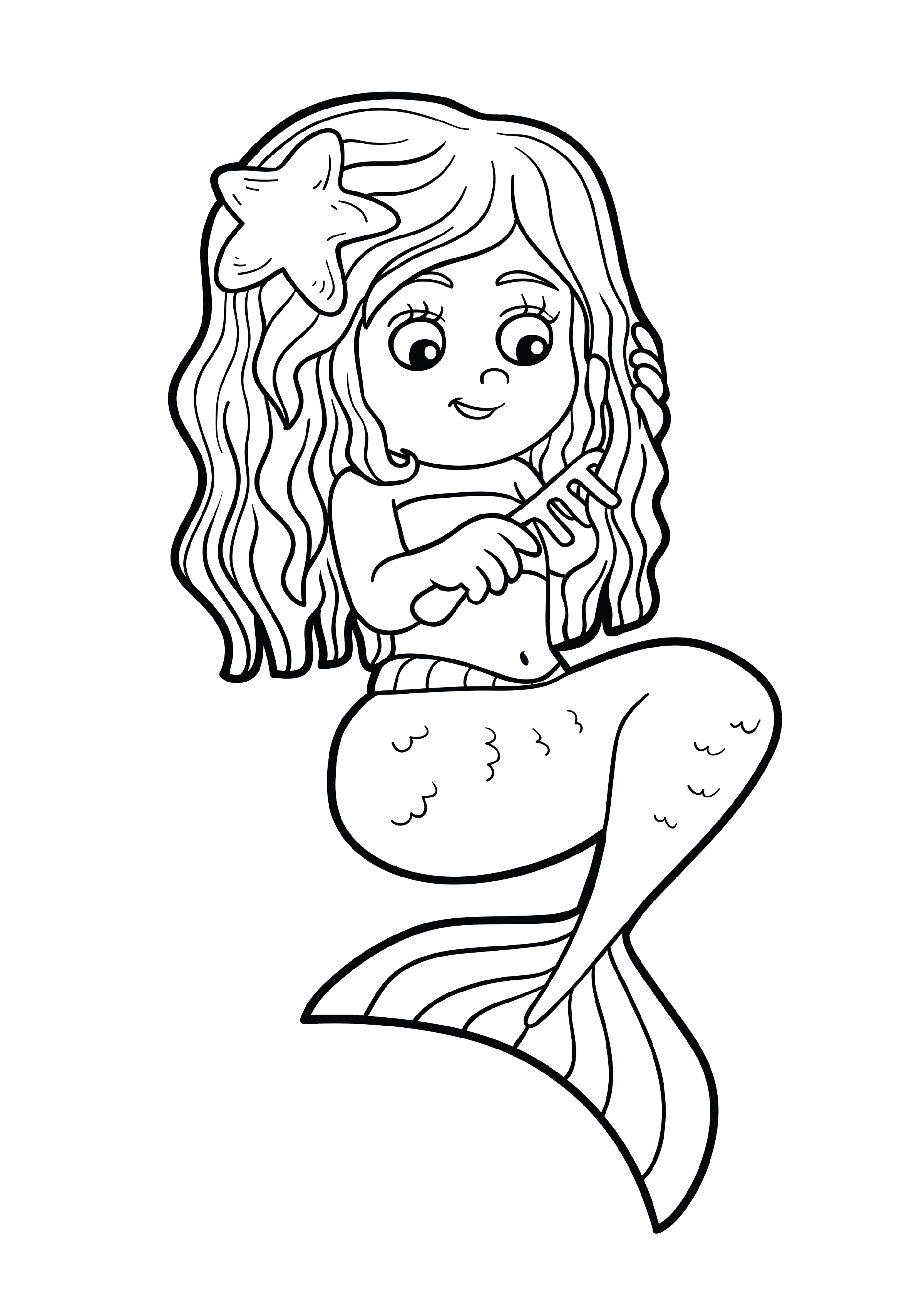 35 Artistic Grayscale Mermaid Coloring Pages Printable 10